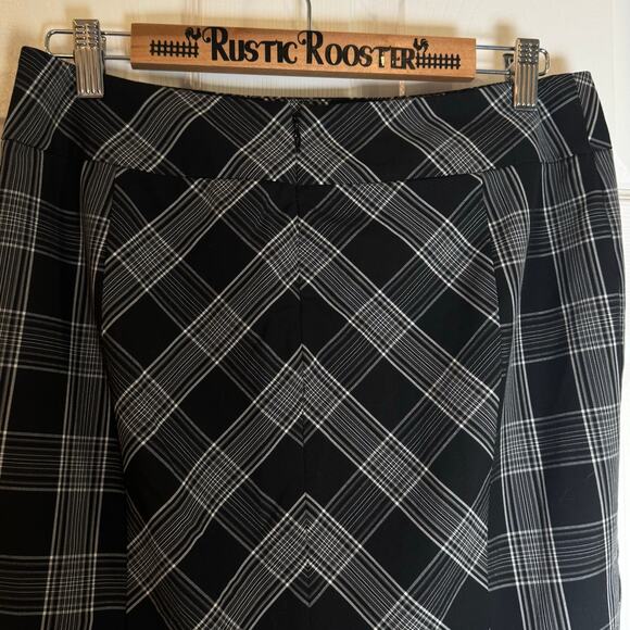 Vtg Express Design Studio Women's Black White Plaid Pencil  90s Skirt 6 Medium - Picture 4 of 9